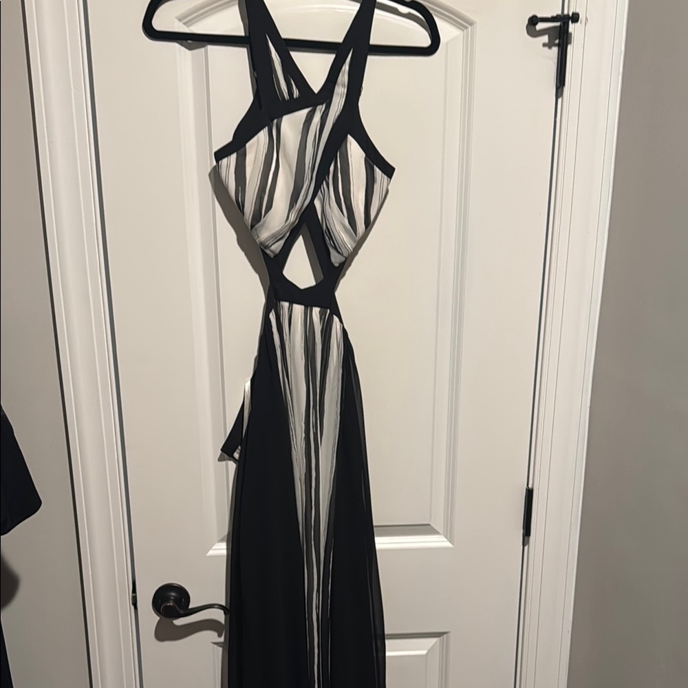 Elegant Black and White Evening Dress
